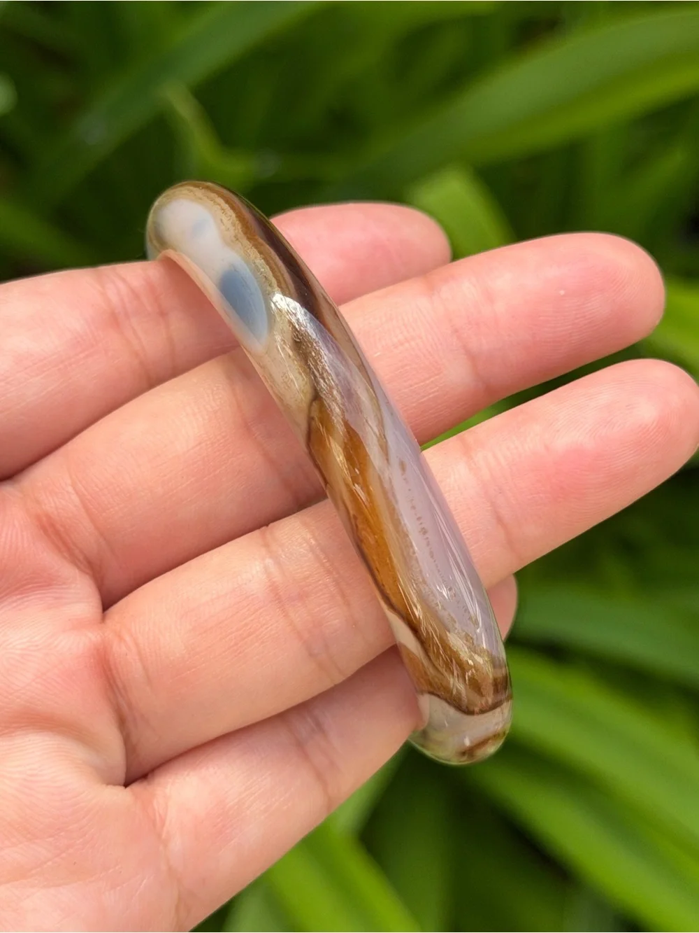 59mm Inner Diameter Translucent Agate Bangle in Brown and Cream 1742